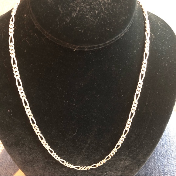 Sterling silver figaro link chain necklace 20” unisex